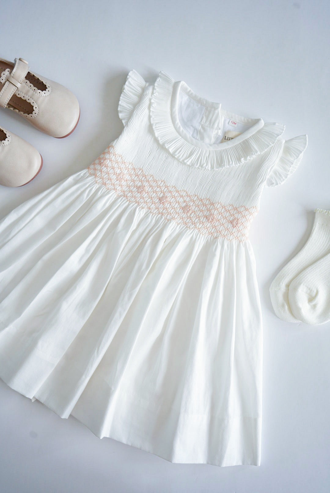 Charina Hand Smocked Baby/Girl Dress with Pleats