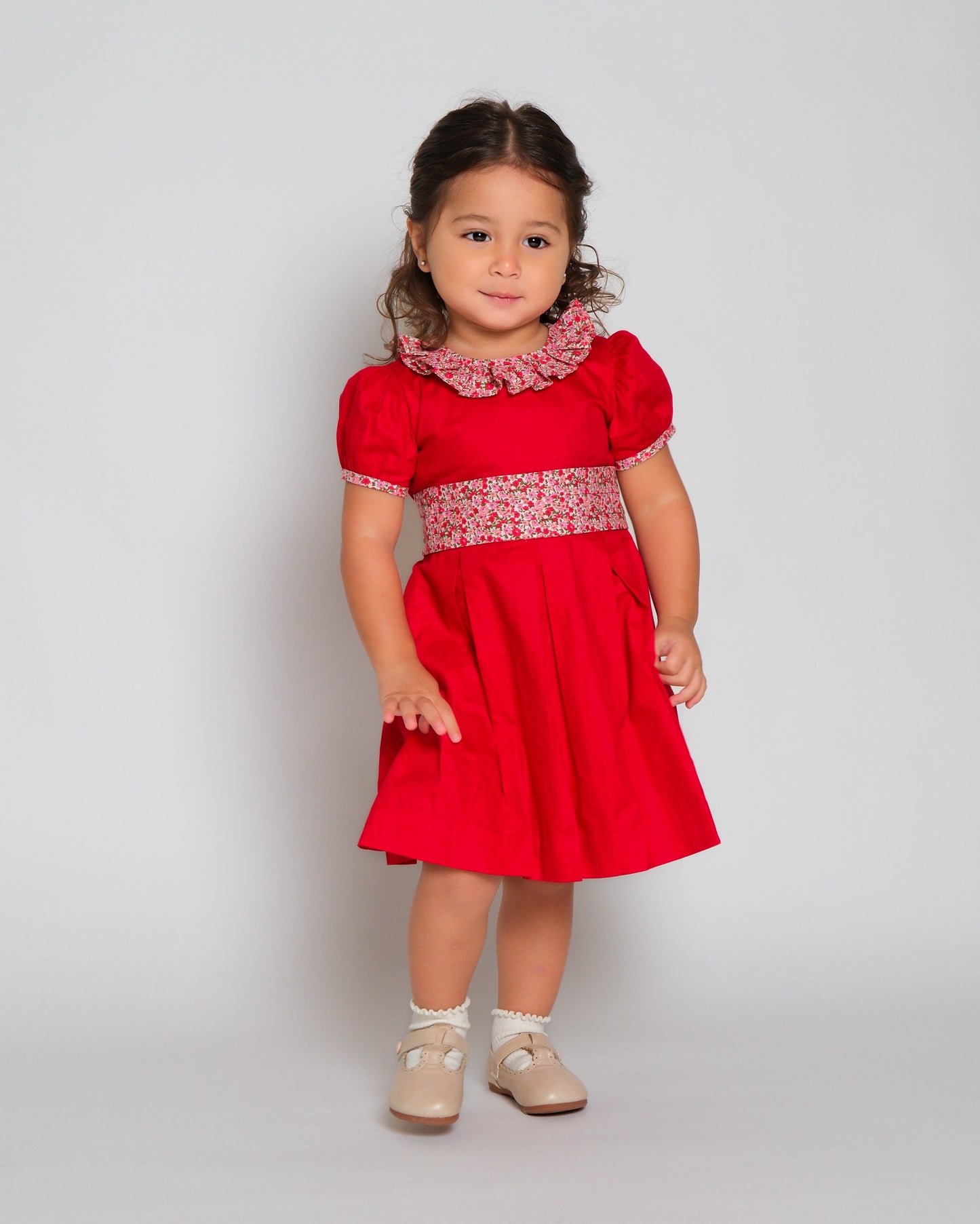 Poppy Christmas Dress with Floral Detail
