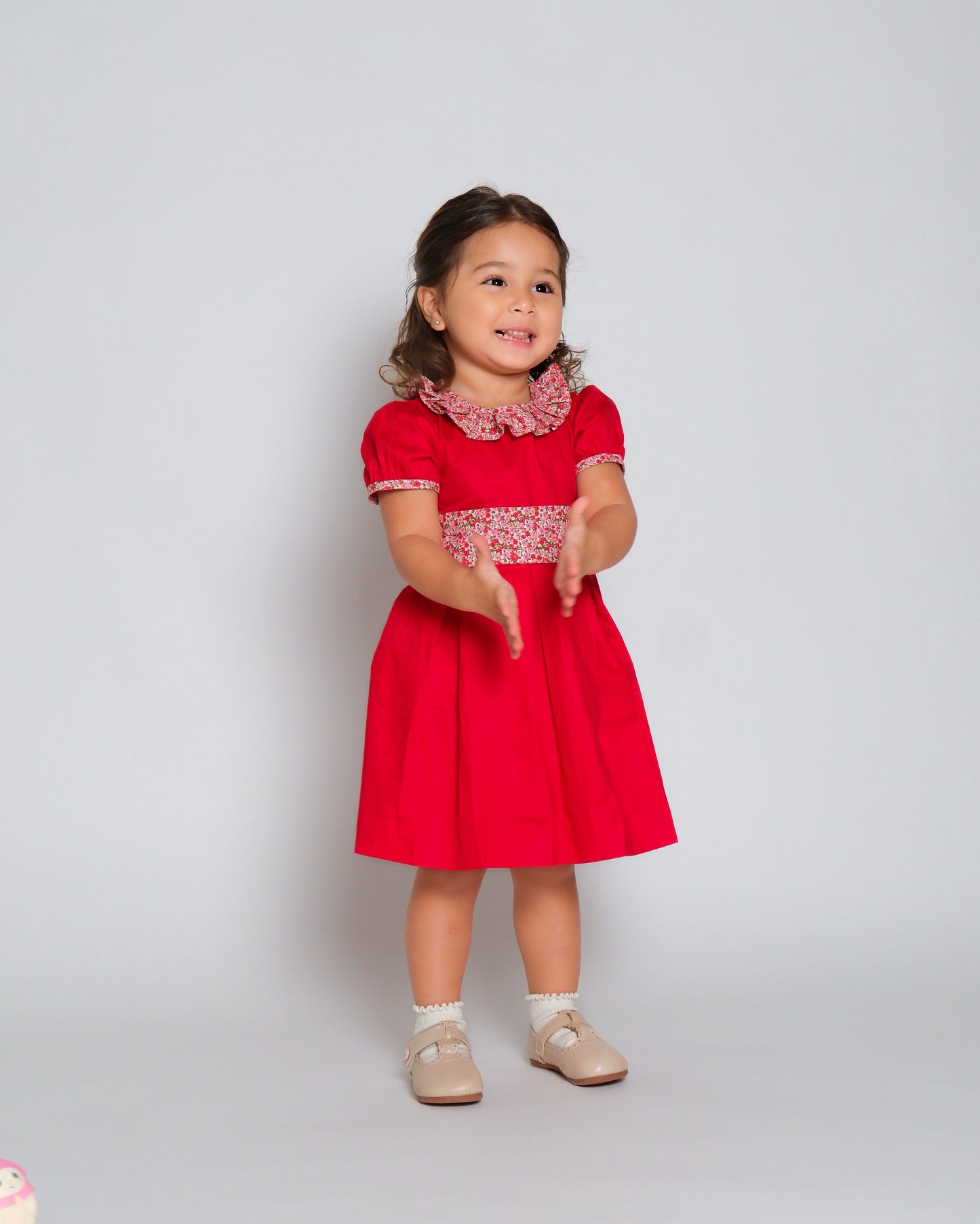 Poppy Christmas Dress with Floral Detail