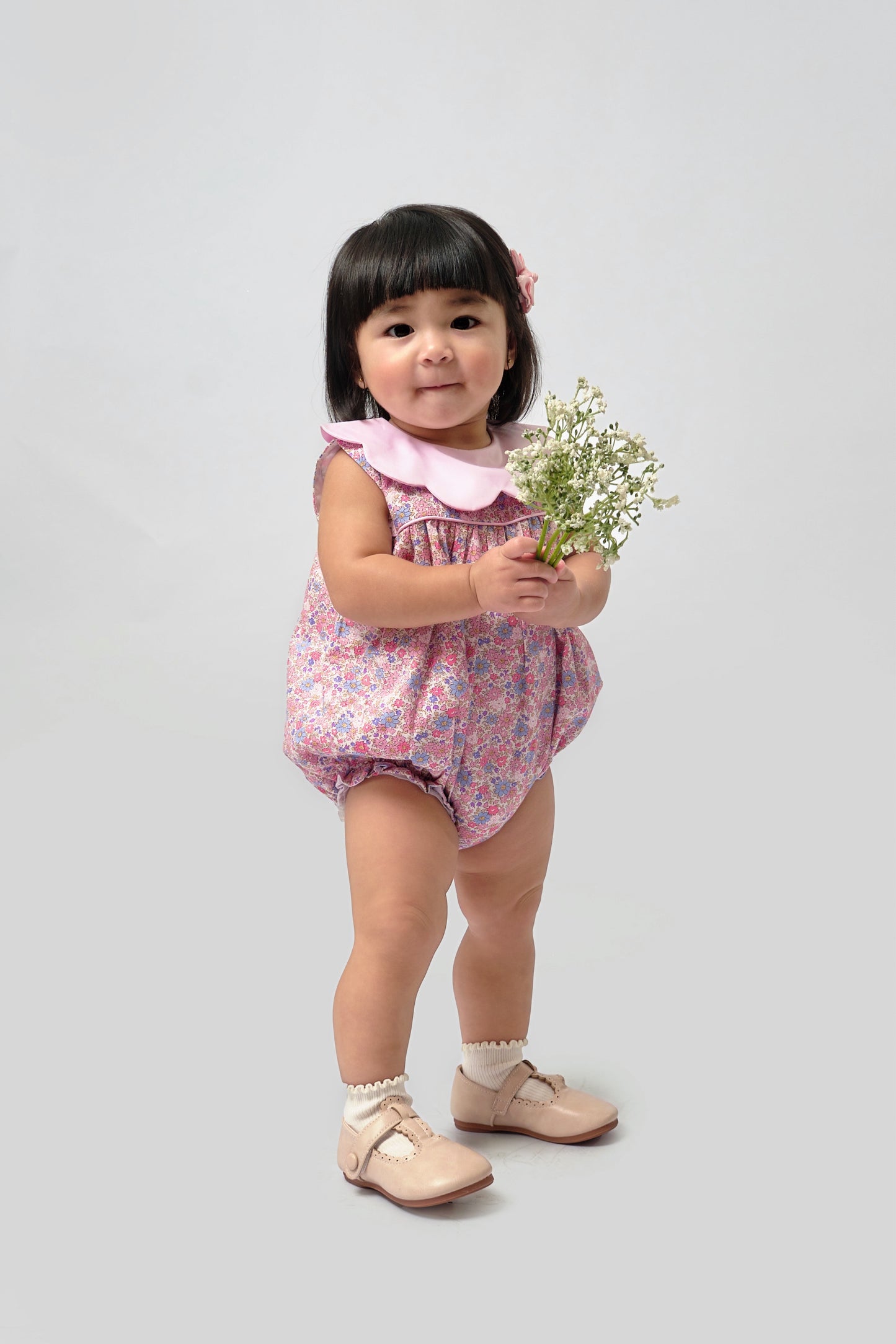 Gianna Scallop Collared Floral Romper