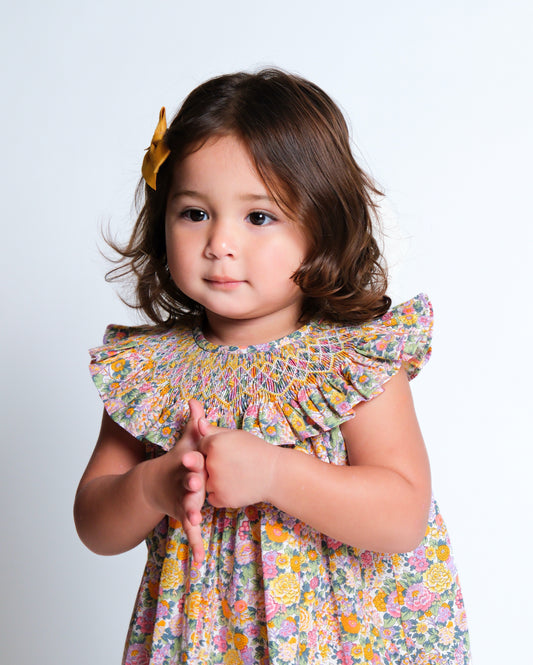 Florence Hand Smocked Floral Girl Dress