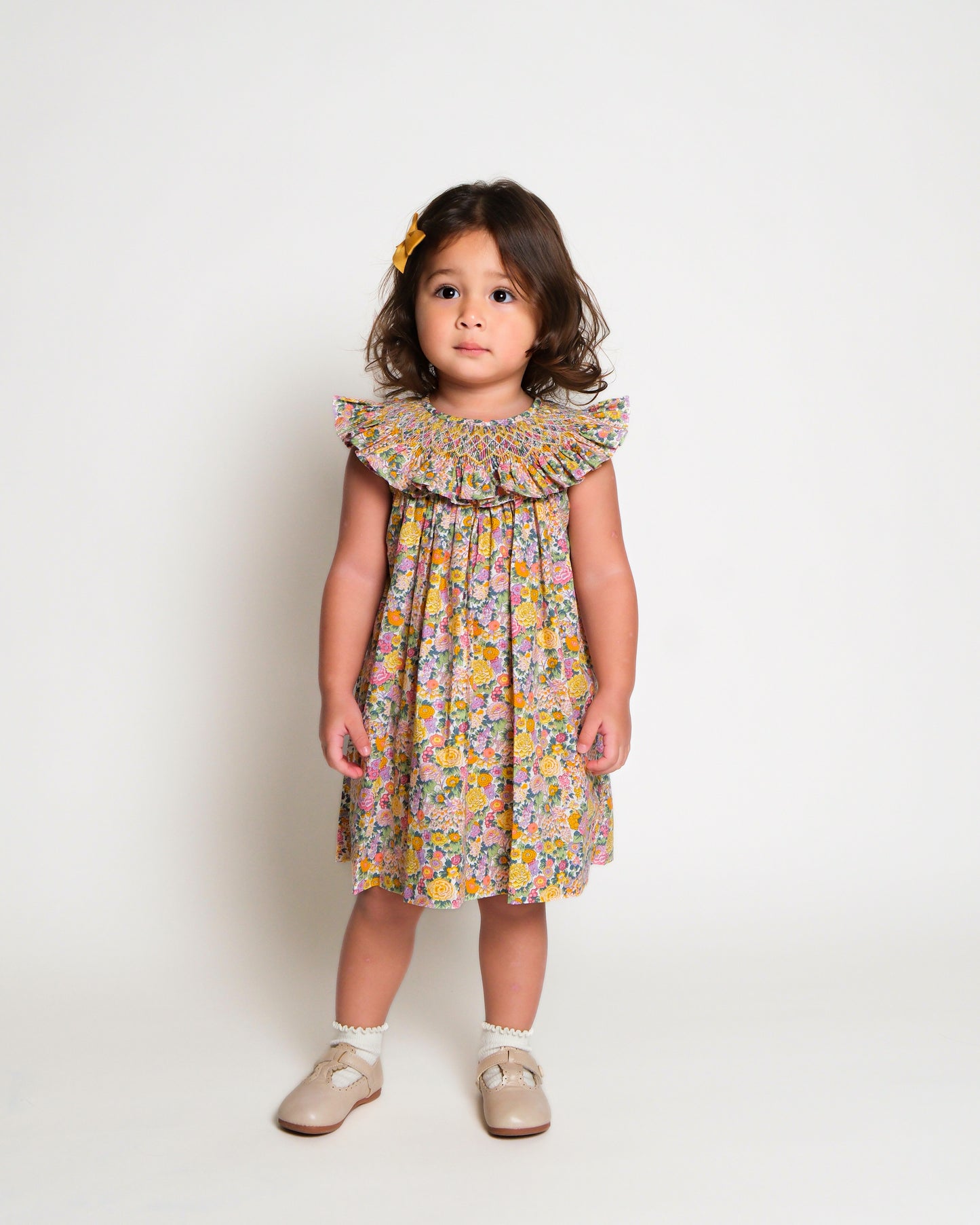 Florence Hand Smocked Floral Girl Dress