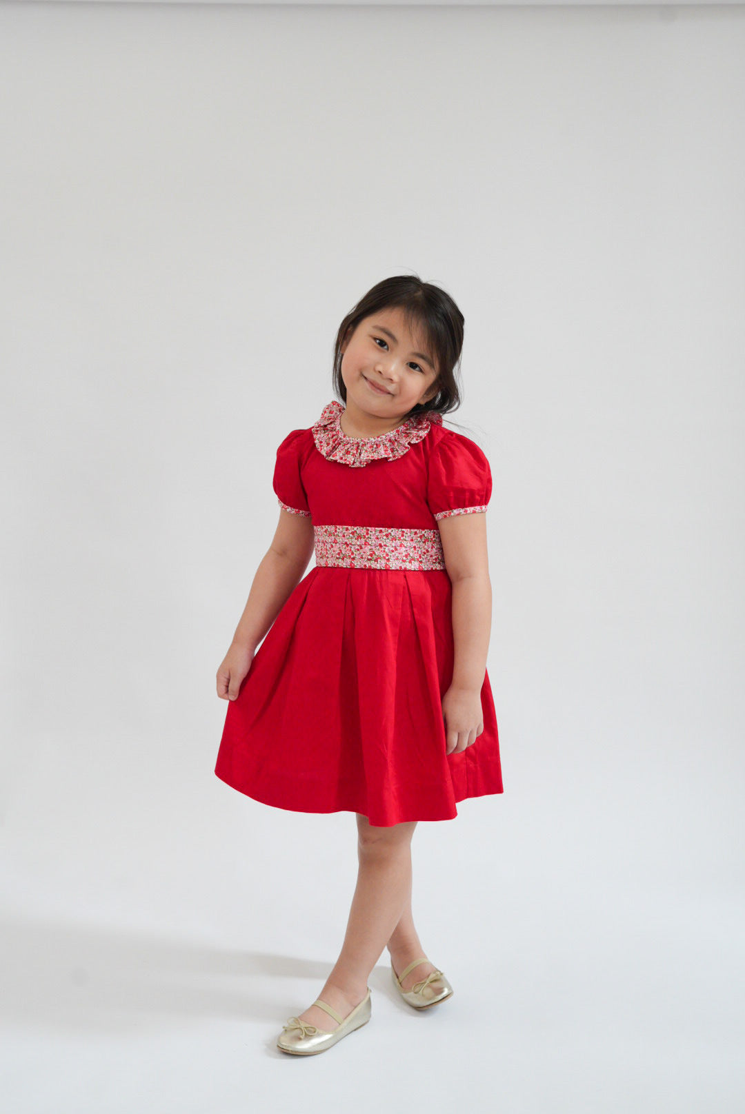 Poppy Christmas Dress with Floral Detail