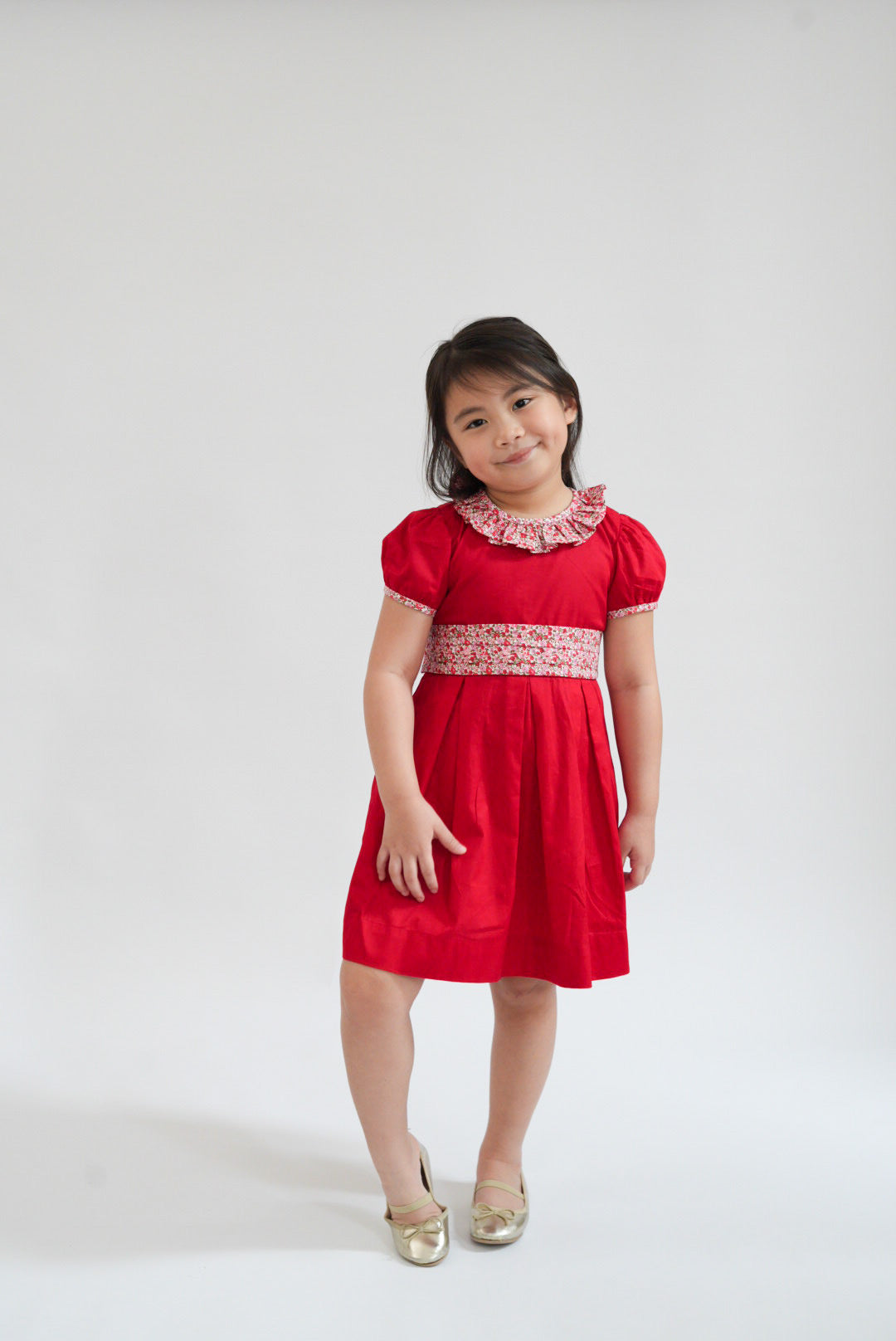 Poppy Christmas Dress with Floral Detail