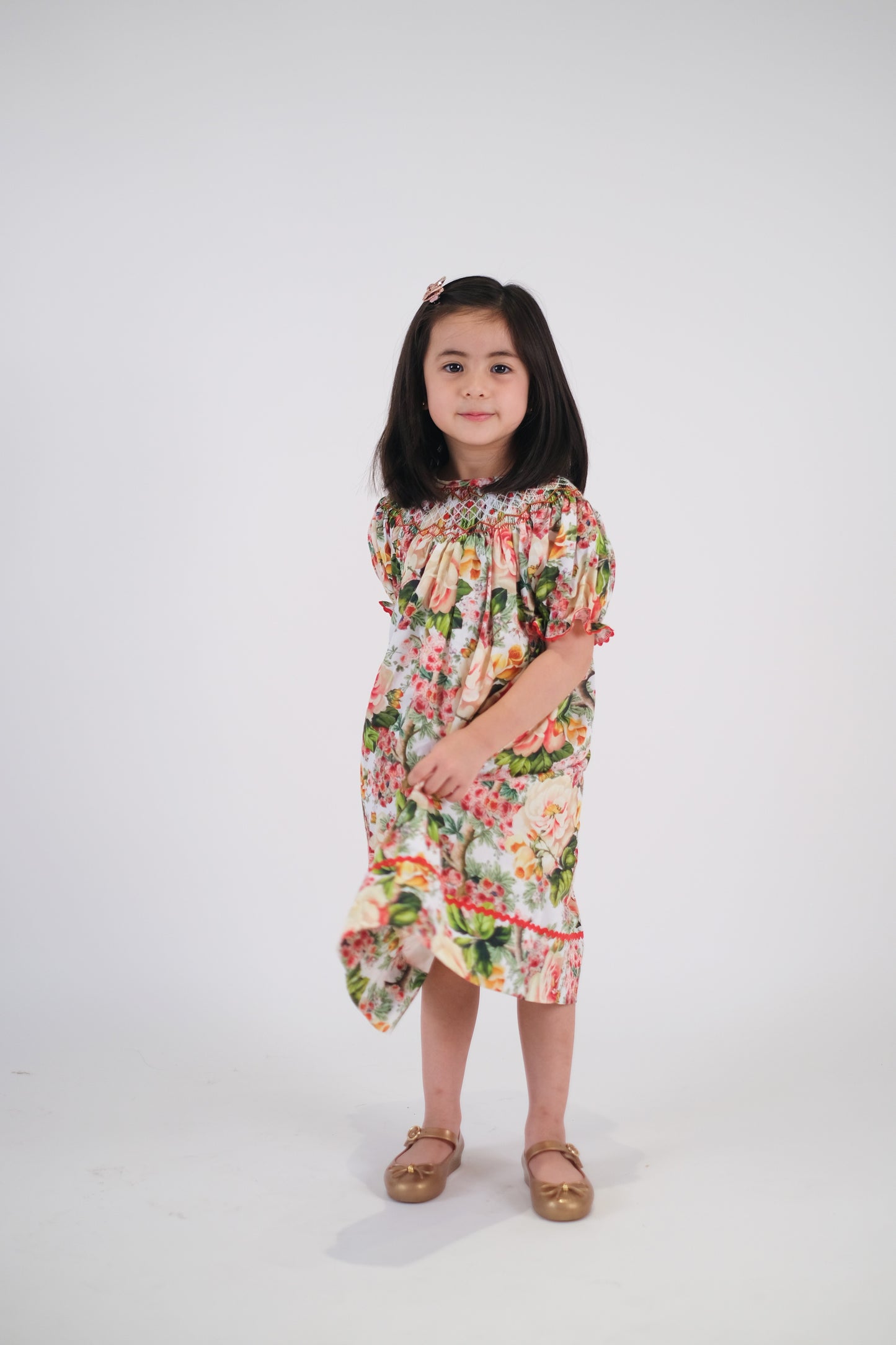 Feliz Hand Smocked Floral Dress