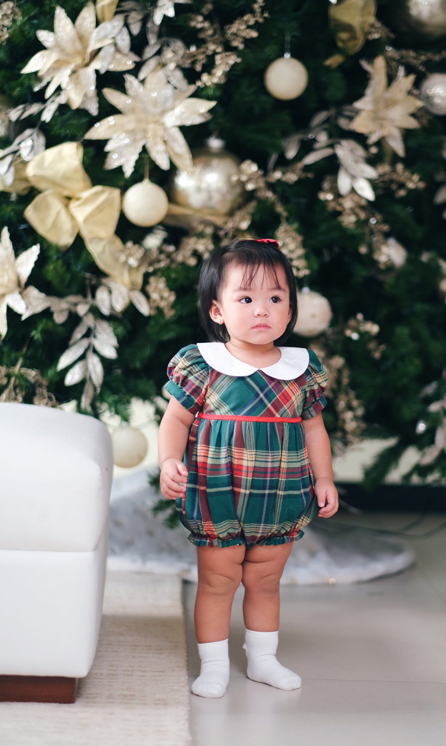 Cleo Baby Boy/Girl Classic Tartan Christmas Romper