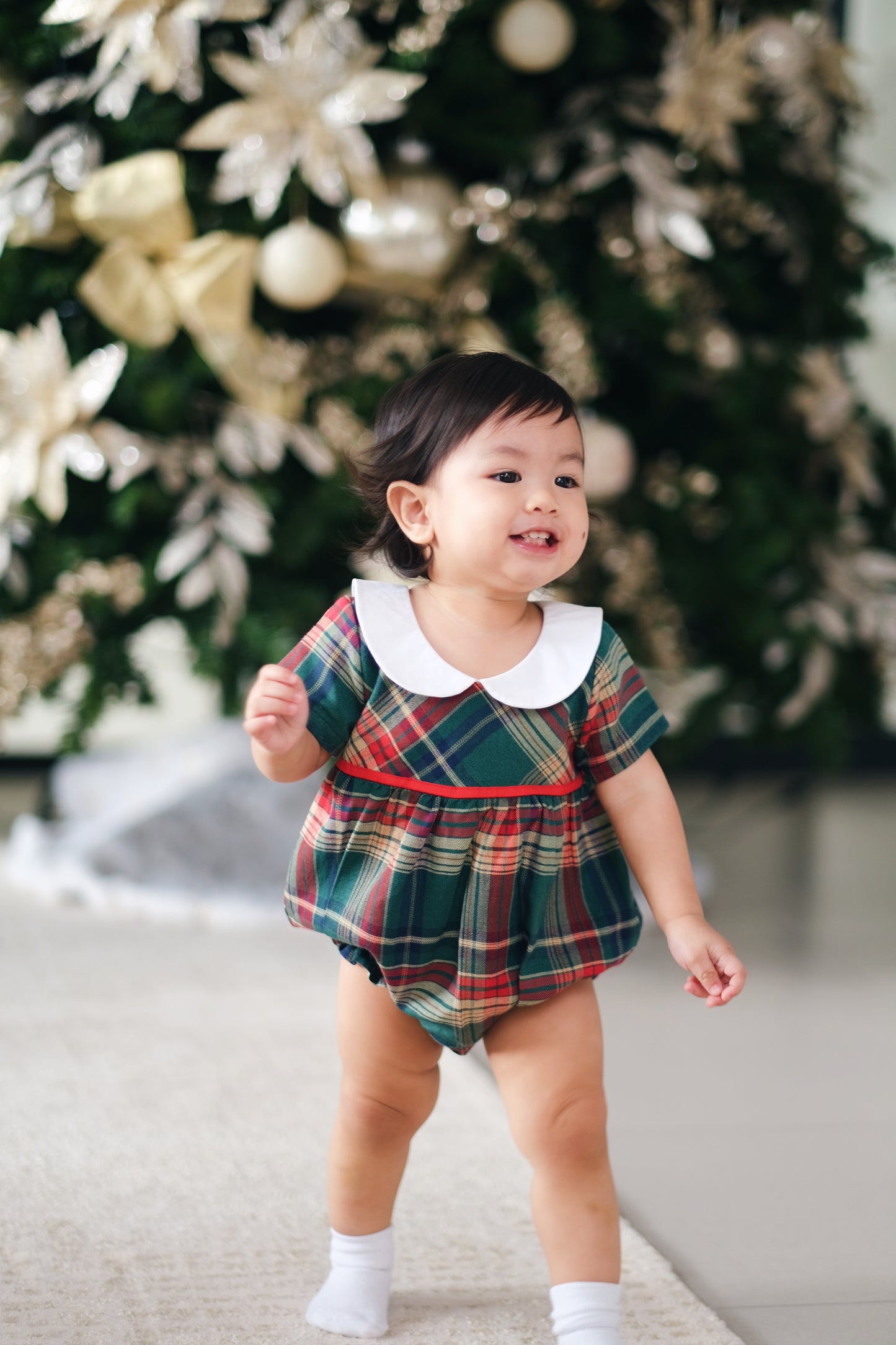 Cleo Baby Boy/Girl Classic Tartan Christmas Romper