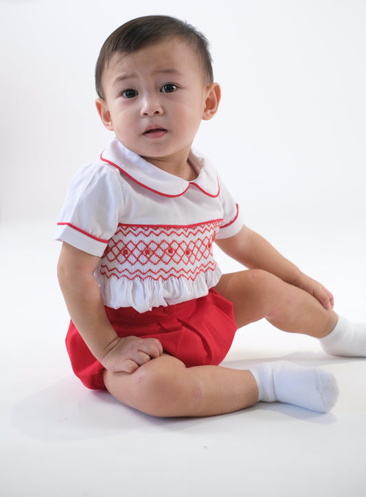 Caleb Hand Smocked Two-Piece Boy Set