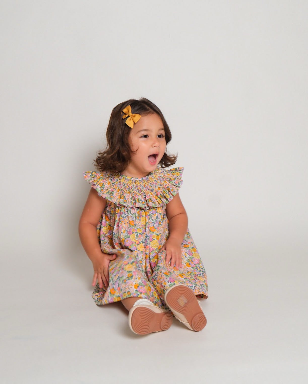 Florence Hand Smocked Floral Girl Dress